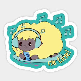 cute yellow sheep listening to music Sticker